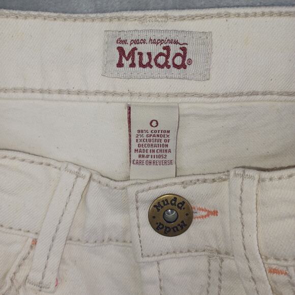 Y2K Mudd Crochet Low Denim Short Size 0 Cream Cutoff Shortie Festival Indie Boho - Picture 5 of 12